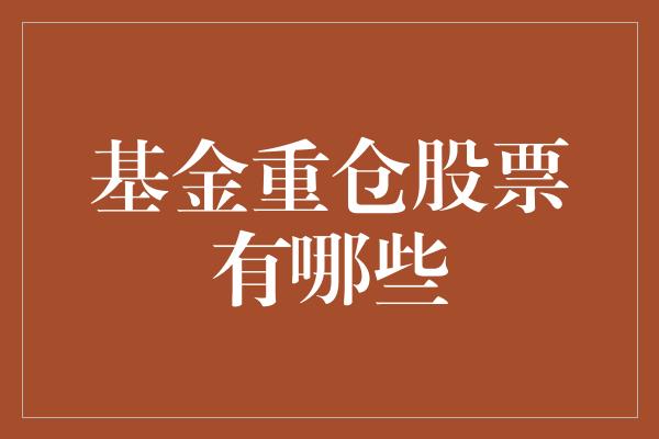 基金重仓股购买可行性探讨