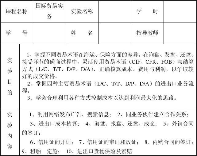 国际贸易进出口模拟实验报告深度解析